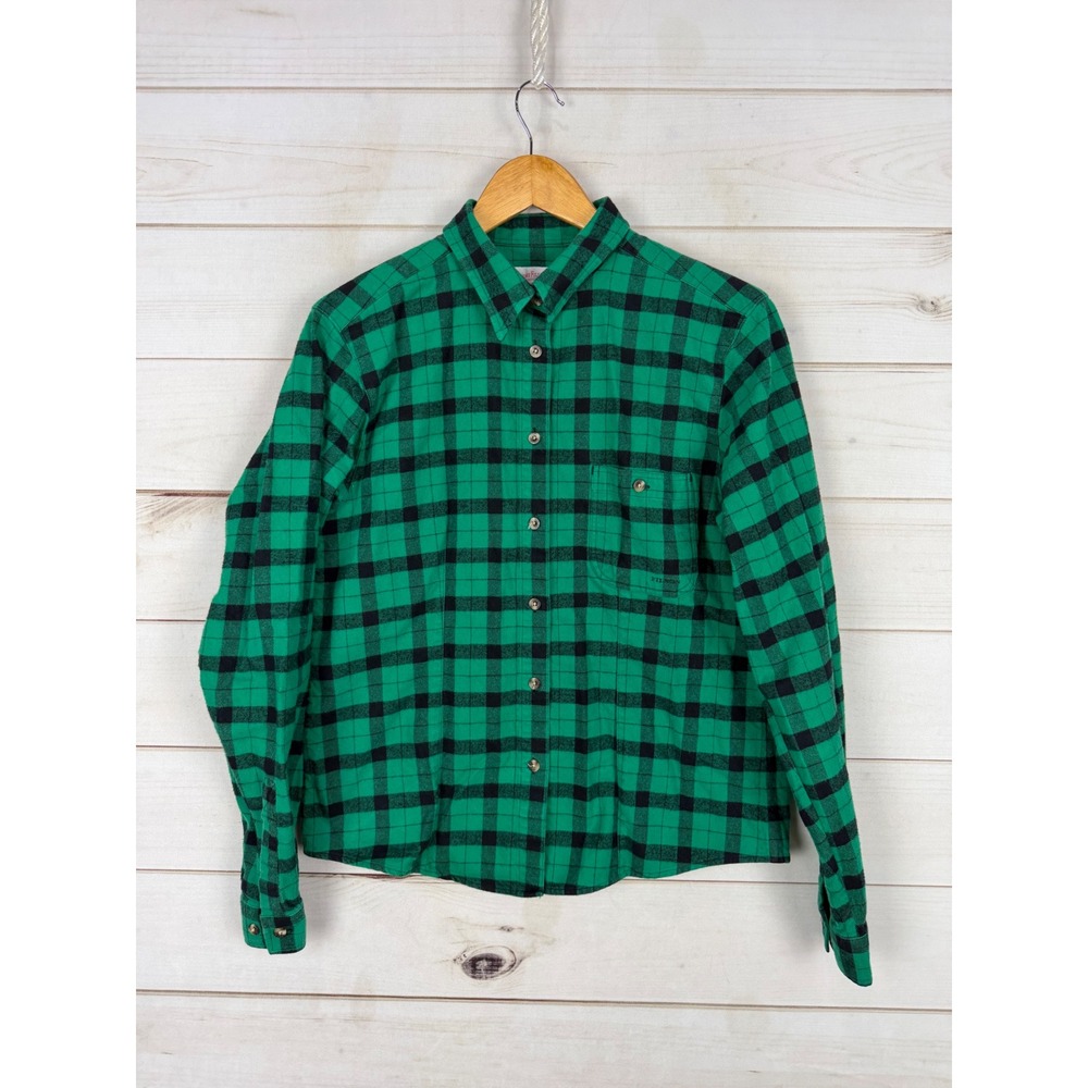 FILSON Shirt Womens Large Green Buffalo Check Alaskan Guide Plaid Flannel